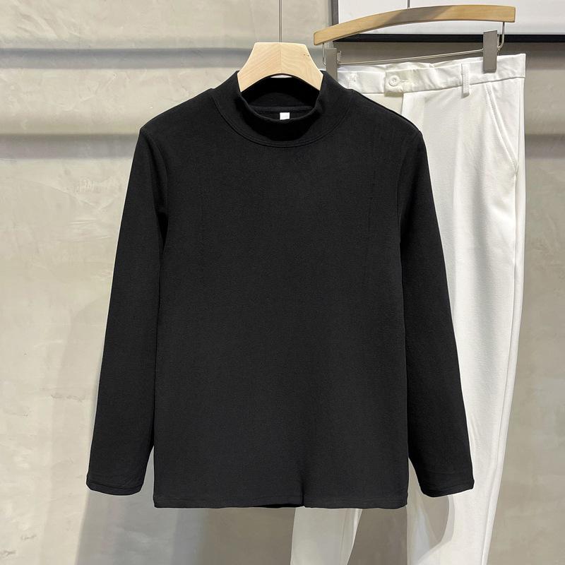 Мужская приталенная однотонная двухсторонняя бархатная рубашка с длинными рукавами на осень