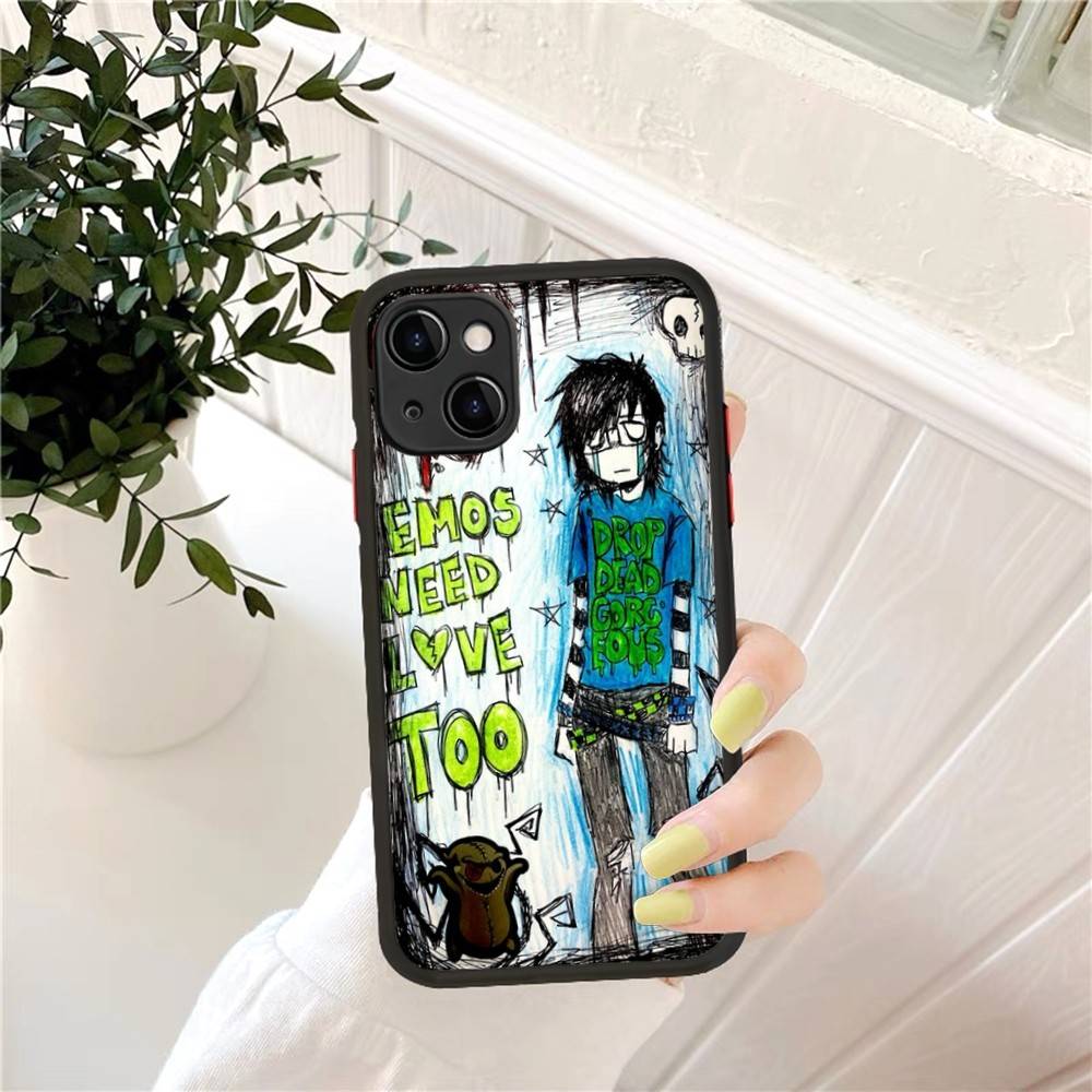 Love Black And Cute Emo Phone Case for iPhone 16 15 14 11 12 13 Pro Max X XS Translucent Matte Cover