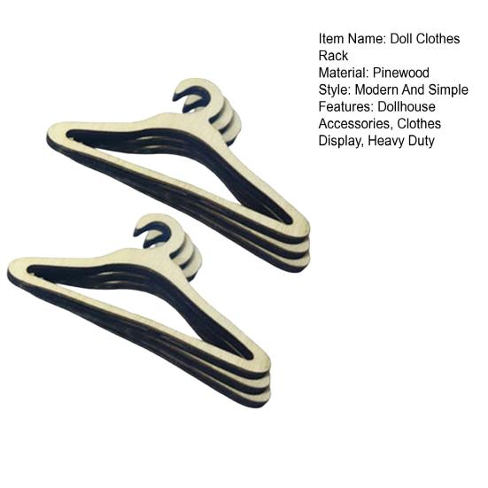 Вешалка для кукольной одежды с мини-вешалкой Деревянный органайзер для демонстрации одежды куклы-девочки