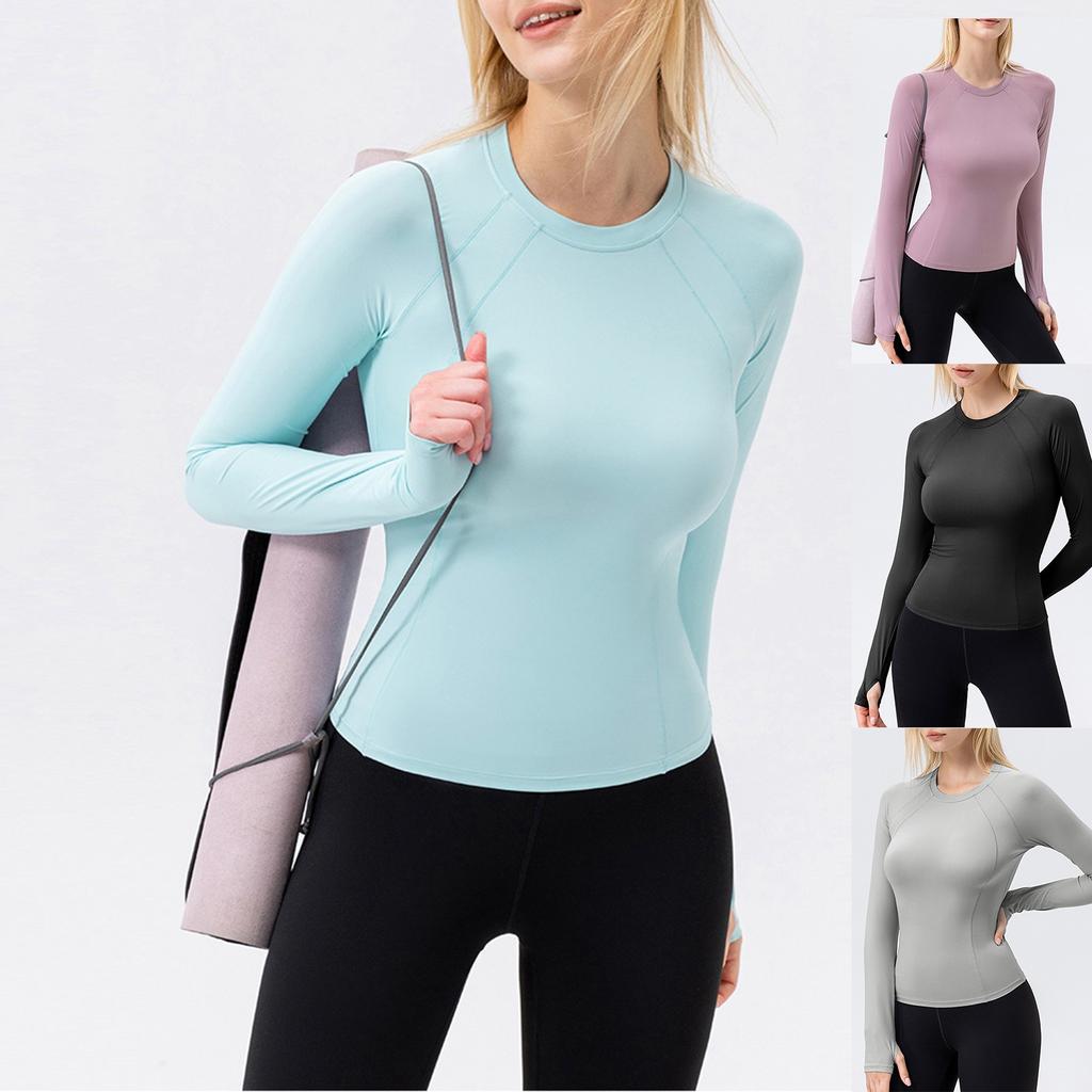 Women's Yoga Wear Long Sleeve Cool Breathable Sports T-shirt Running Fitness Top Anti-ultraviolet