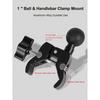 Aluminium Alloy Handlebar Mount Clamp Base With 1" Ball For Rails 0.5" To 2" In Diameter, Versatile Claw Compatible With RAM Mounts B Size Double