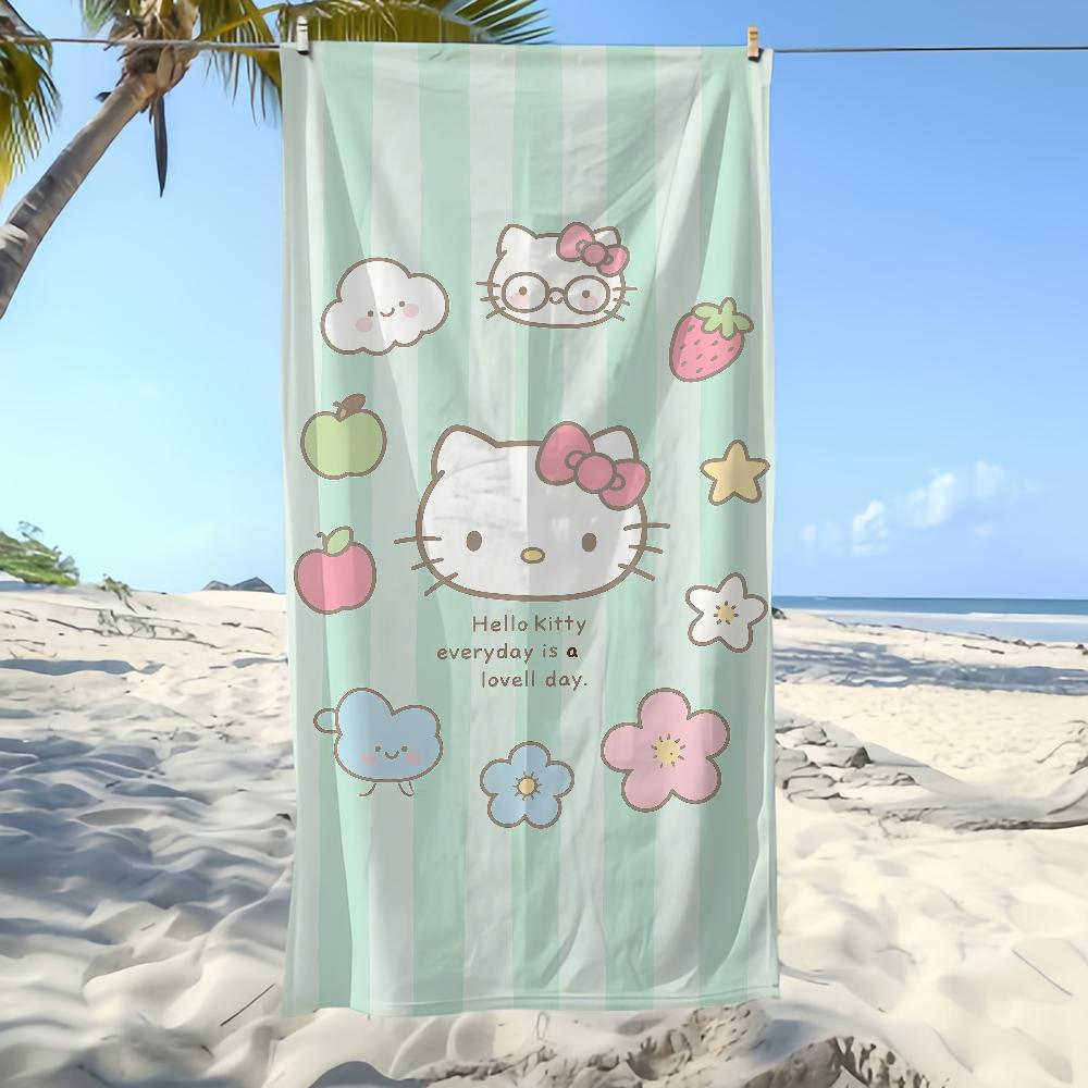 Towel Textile H-HelloS-ES Bathrobe Beach Quick-Drying Fresh K-KittyS-ES Lightweight Green Portable Camping SRO Swim Pool Travel