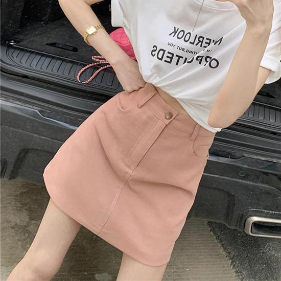 Юбка средней длины, летний студенческий стиль работы, завернутые ягодицы, высокая талия, короткая юбка-трапеция, модная женская одежда