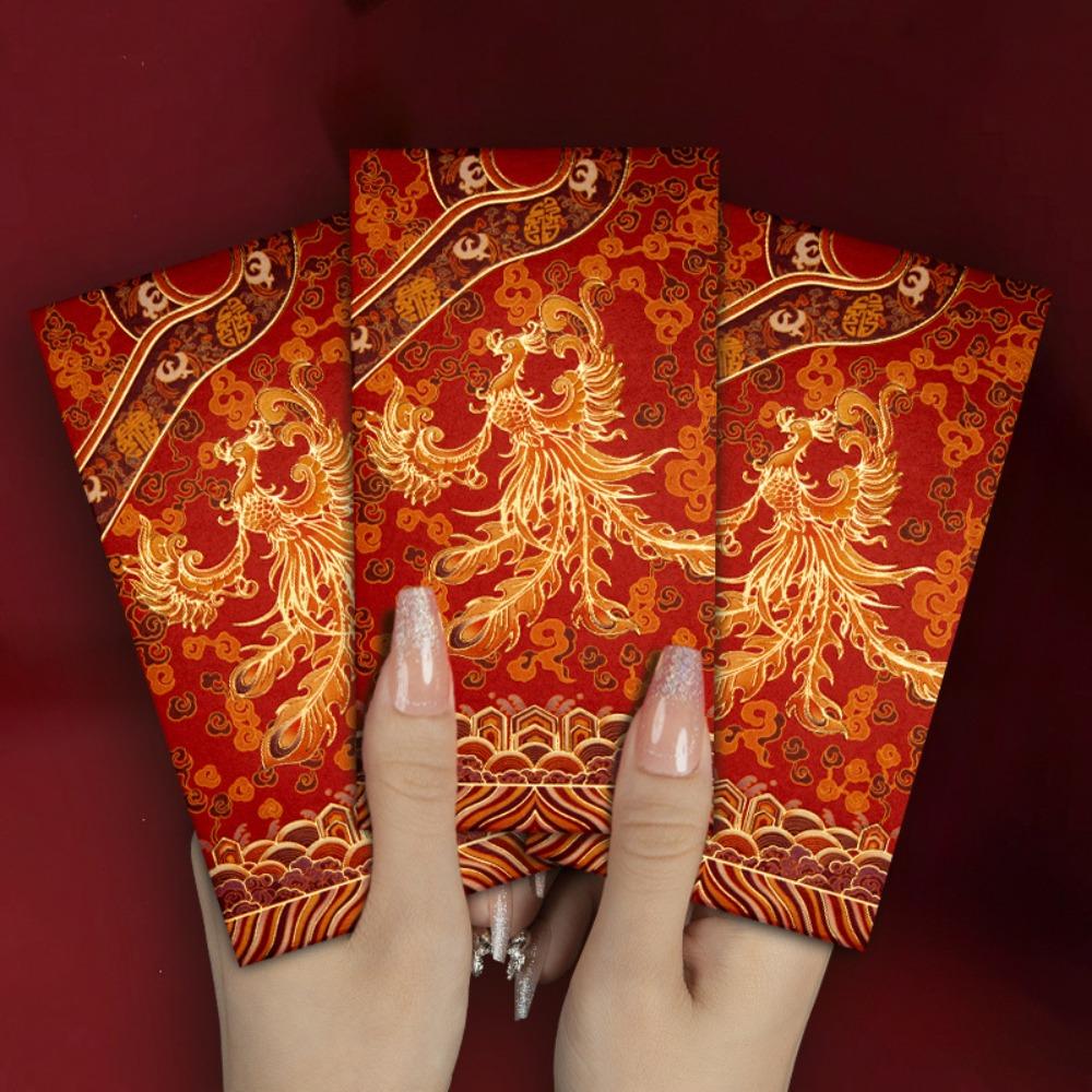 12pcs Rectangular Chinese New Year Red Envelope Blessings Red Packet Lucky Money Bag  Wedding