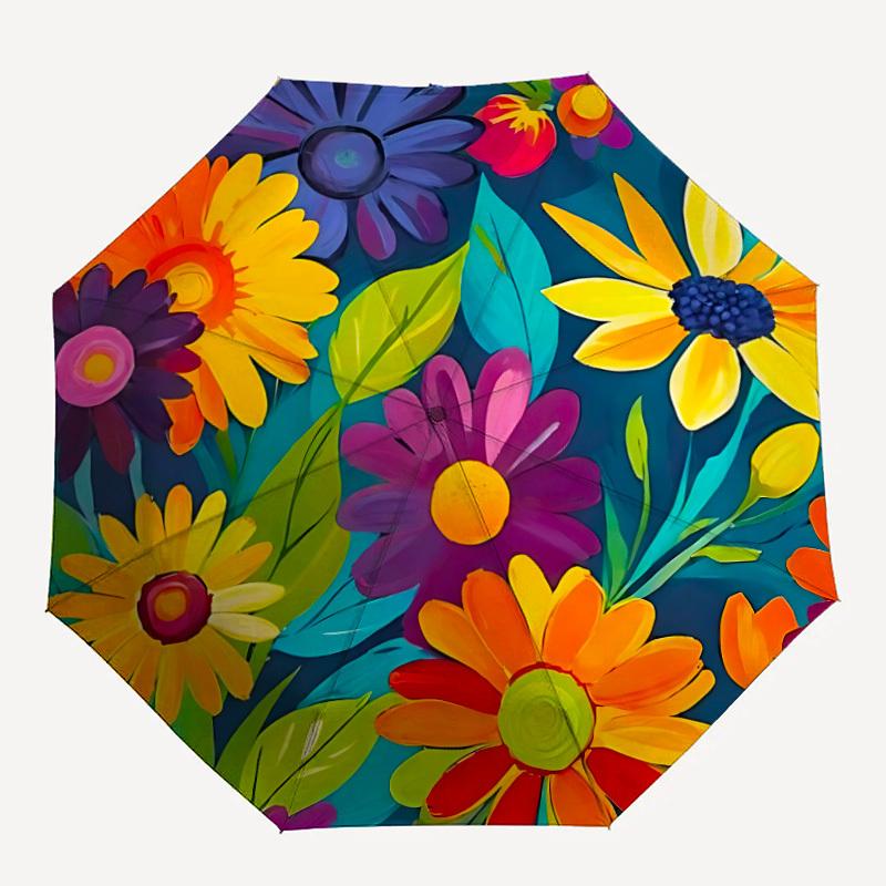1pc Floral Pattern Automatic Open/close Folding Umbrella, Compact Portable Travel Umbrella, Cute Umbrella, Durable Construction yy260328035