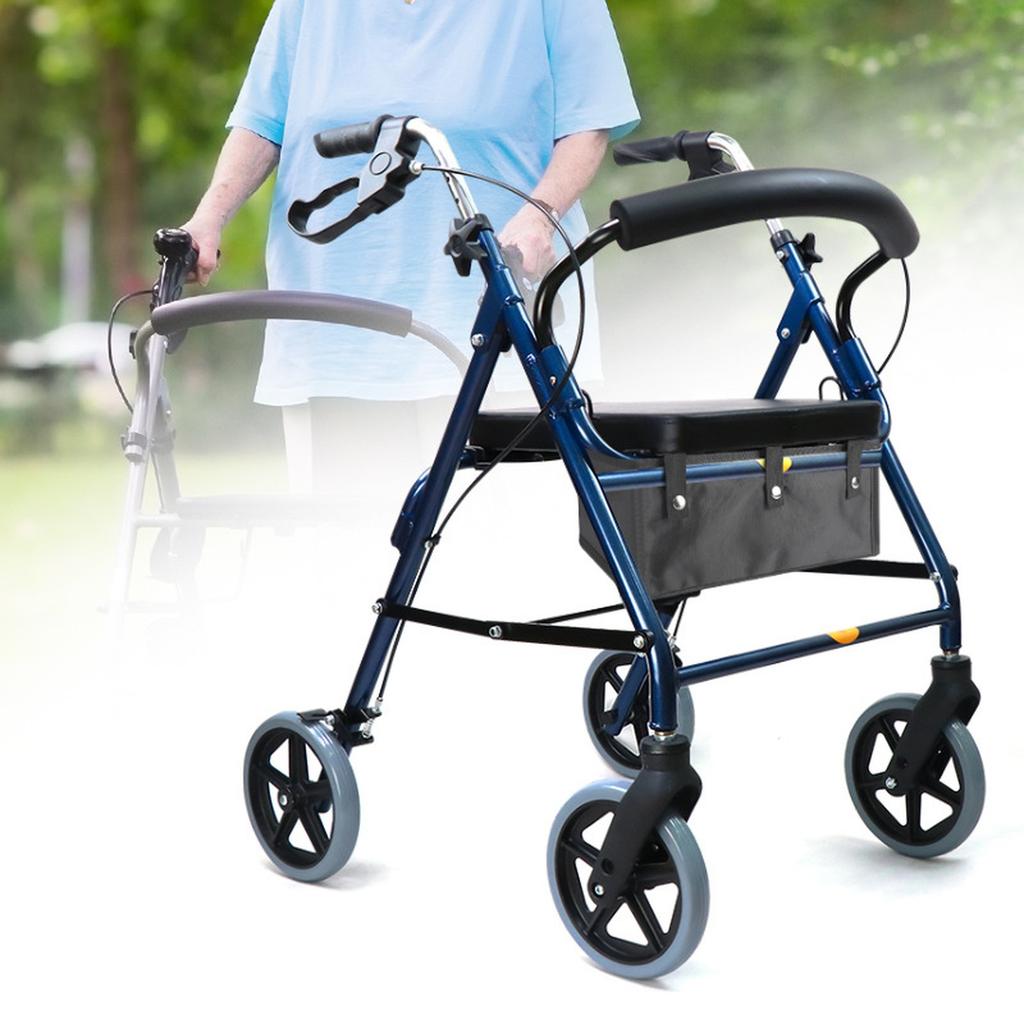 2/1Pcs Foldable Large Rollator Walker Basket Oxford Cloth Under Seniors Women Men Seat Rollator Bag Basket For 4 Wheel Rollator