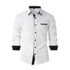 Мужская рубашка в стиле business casual с цветовыми блоками, длинным рукавом и свободным кроем