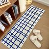 Прикроватный ковер для спальни, напольный коврик, ковровая дорожка, синие клетчатые ковры, пушистые мягкие длинные коврики для ног, минималистичные ковры для домашнего декора