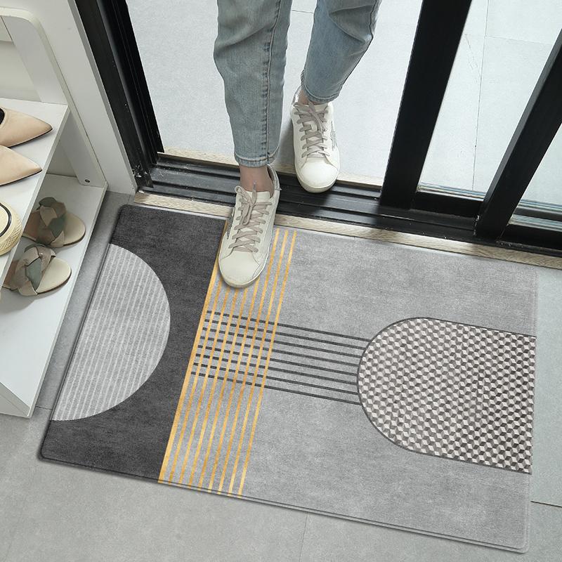 Простой геометрический дизайн коврика для пола для входа в туалет и умывальника 40x60/50x80/60x90/80x120 см гипоаллергенный фланелевый ультра легкий коврик для ванной