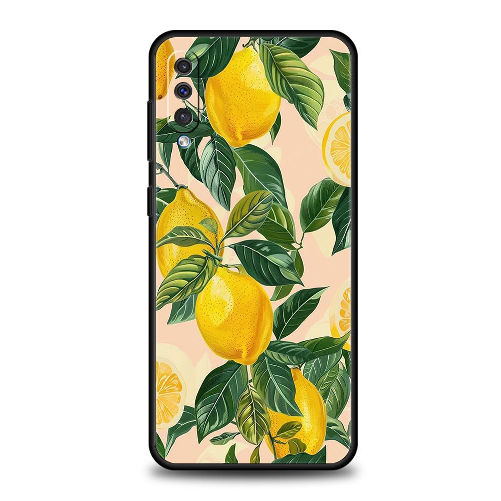 Чехол для телефона Samsung Galaxy A56 A36 A26 A06 A16 A24 A36 A54 A14 A42 A22 A20 A12 A10 5G Мягкий ТПУ Летний Свежие Фрукты Принт с Лимонами