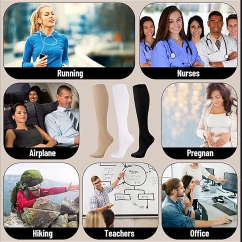 1 пара компрессионных носков для женщин, гольфы до колена 15–25 мм рт. ст. Компрессионные чулки для спорта, занятий спортом, диабета, варикозного расширения вен, путешествий, кормления грудью