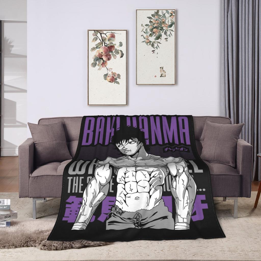 Anime Baki Hanma Manga Blankets Flannel Spring/Autumn Breathable Super Soft Throw Blankets for Bed Car Rug Piece