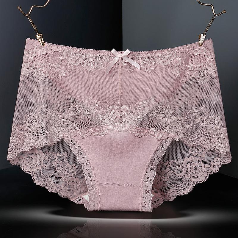 Antibacterial Sexy Lace Underwear Traceless and Breathable Mid Waist Underwear Perspective Hollow Triangle
