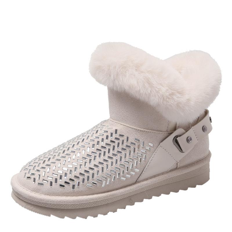 Женские ботинки, новые зимние плюшевые высокие зимние ботинки для женщин, теплые повседневные лаконичные удобные элегантные хлопковые женские ботильоны