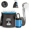 Портативный насос для походного душа и 20-литровое портативное ведро для воды, аккумуляторная батарея 5200 мАч, душевая лейка с 3 режимами распыления,