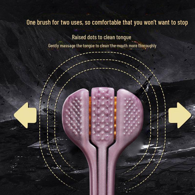 Трехсторонняя зубная щетка для взрослых с мягкой щетиной и скребком для языка для мужчин и женщин