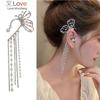 Модные серьги-клипсы с кристаллами и бабочками, жемчужные бусины, длинные кисточки, полые серьги-клипсы для женщин, подарок