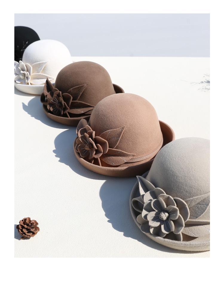 Женская ретро-шляпа-ведро из шерстяного фетра - Элегантные складки по краю для осени/зимы