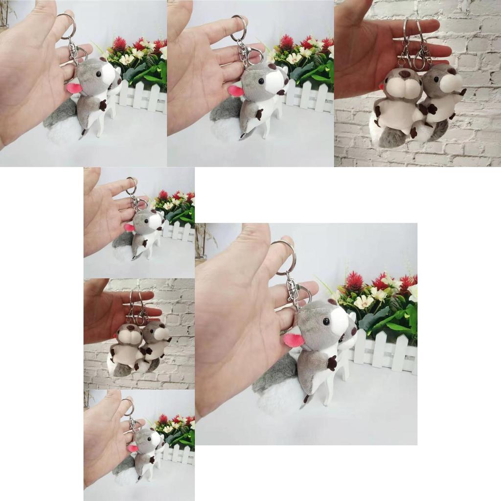 Adorable Gray Squirrel Plush Keychain For Bags And Cars Perfect Gift For Couples