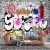 Красочное граффити Большая настенная фреска Съемные модные обои в стиле граффити Спальня Гостиная Ресторан Обои с граффити