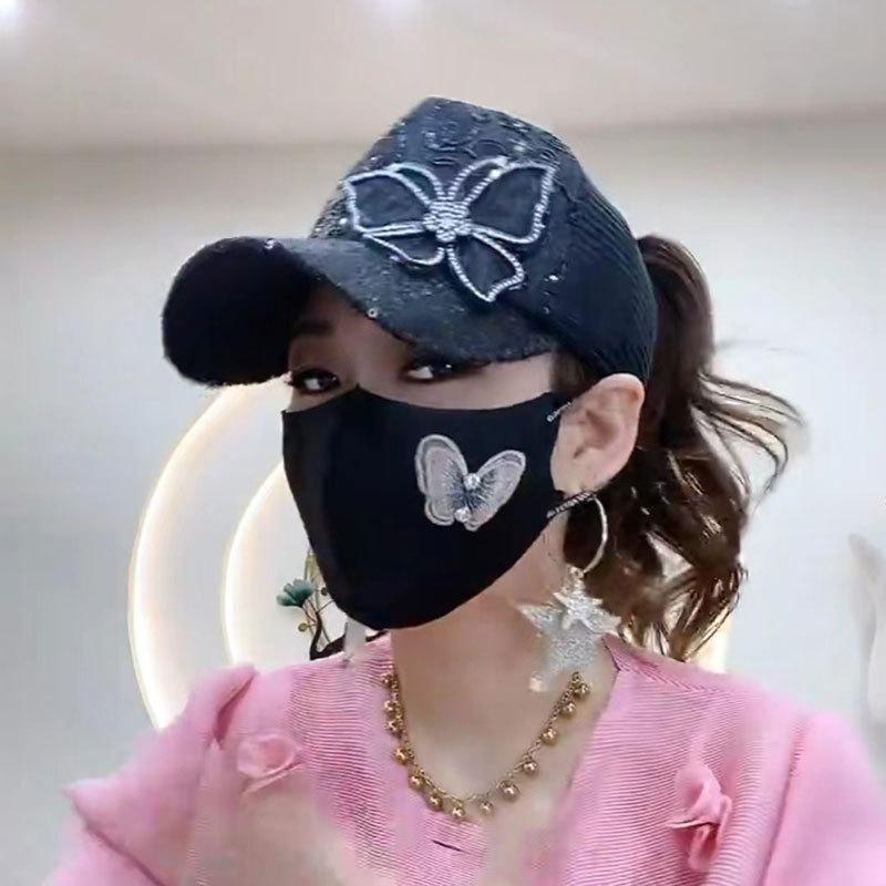 New Sun Hat Children's Summer Mesh Diamond Butterfly Baseball Cap Fashion Sun Protection Sun Cap