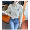 2026 New Women's Embroidered Cotton Shirt, Fashionable and Youthful Striped Long Sleeve Blouse