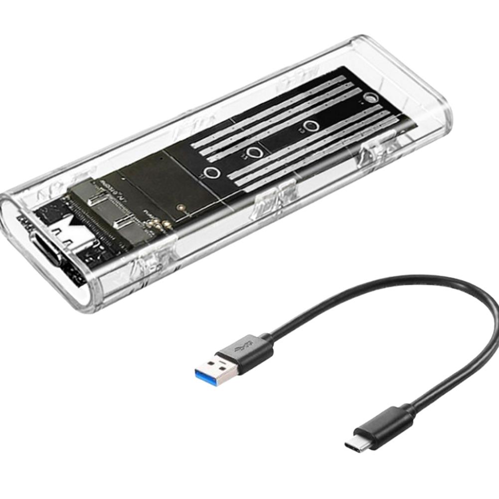 M.2 NGFF SATA Type C USB 3.1 SSD Case 10Gbps Transparent External SSD Case External SSD Adapter for 2230 2242 2260 2280
