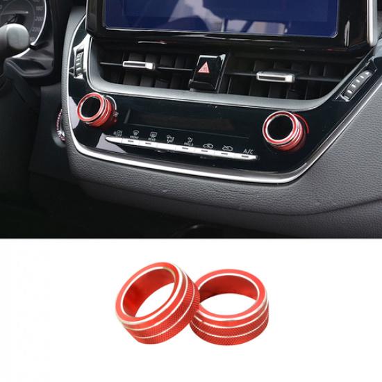 Dashboard Console Air Condition Knob Red Trim 2pc For Toyota Corolla -2025