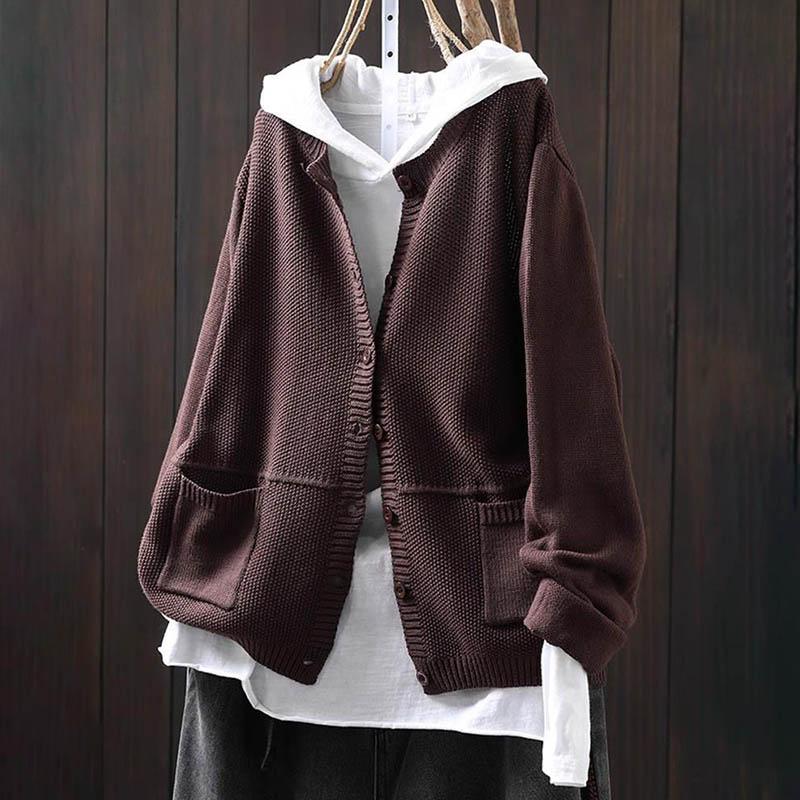 Sweaters Coat Cardigan for Women Large Size Vintage Loose Long Sleeve Knit Cardigan Sweaters Jacket