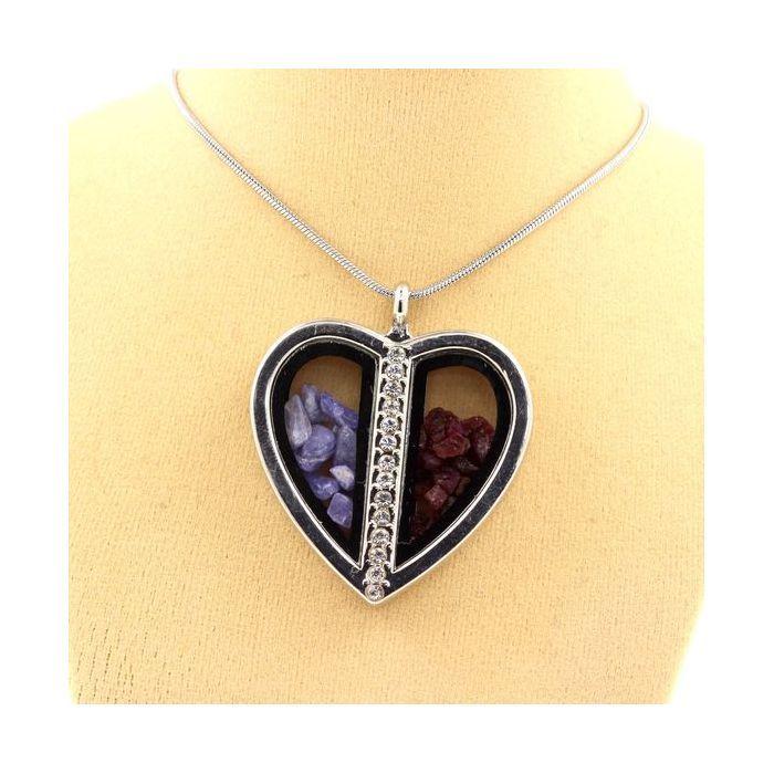 Stones and Minerals. Tanzanite + Raw Ruby Necklace. Heart Model.