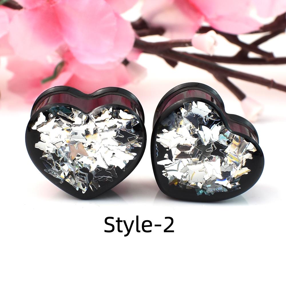 2 шт. 8-30 мм, черное сердце, ушные туннели, манометры, расширитель, расширитель, пирсинг, украшения для женщин и мужчин