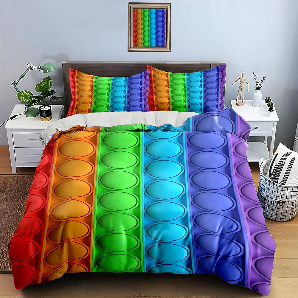 Rainbow bubble texture Bedding Duvet cover sets Duvet covers Pillowcases gifts (1 * Duvet Cover 2 * Pillowcases, without duvet insert)