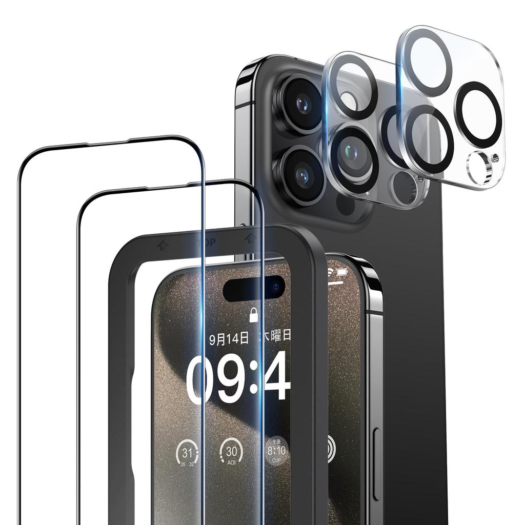 NIMASO Glass Film Camera Film для iPhone 15 Pro, закаленная стеклянная пленка с полной защитой и направляющей рамкой, защитная крышка объектива камеры, твердость 9H