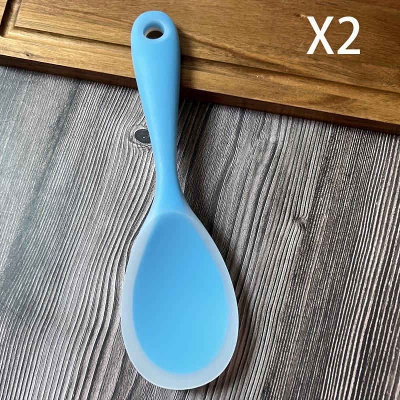 2pcs Silicone Rice Spoon New Half Transparent Thickened Non Stick High Temperature Resistant Easy Clean Kitchen Spatula Scoop Suitable for Rice