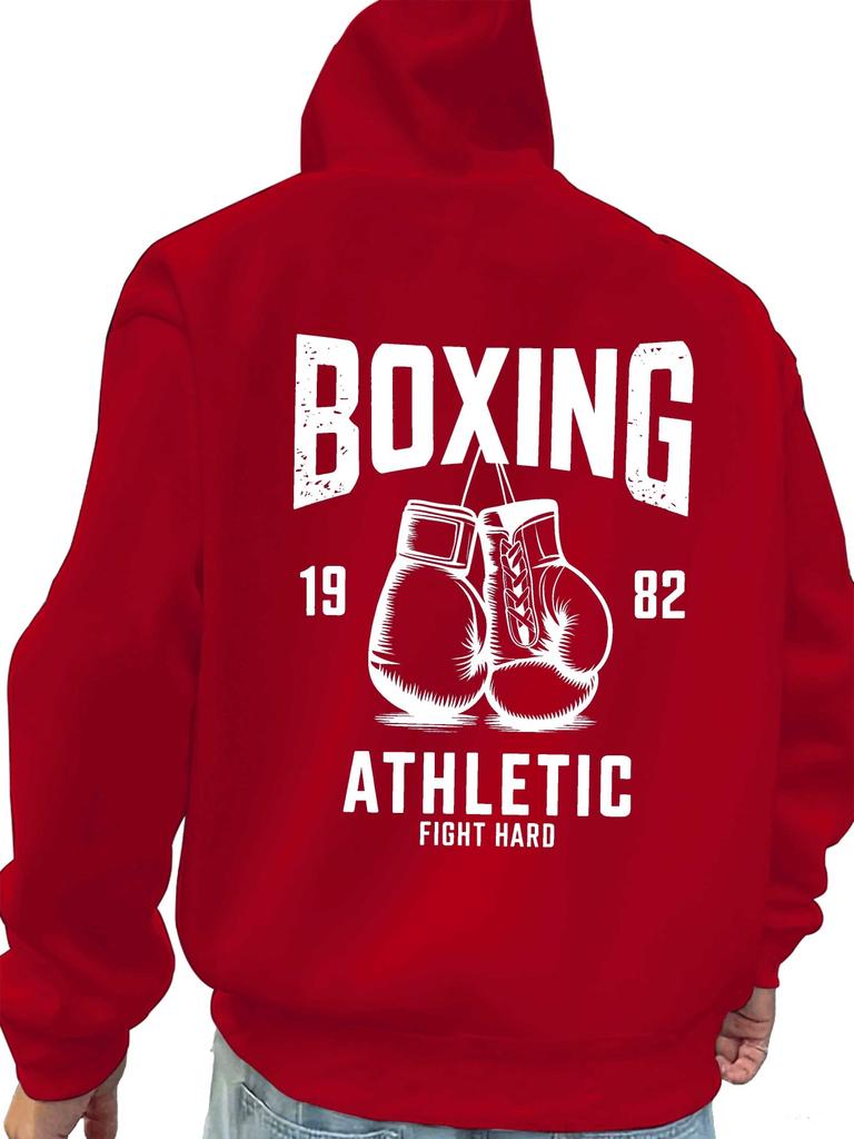 Boxing Athletic Fight Hard 1982 Vintage Boxing Gloves Graphic Hoodie Unisex Casual Pullover Hooded Sweatshirt