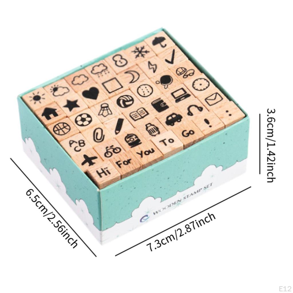 42 шт. Деревянные штампы Художественные ремесла Ручная работа Легкий ретро-дизайн Креативный резиновый