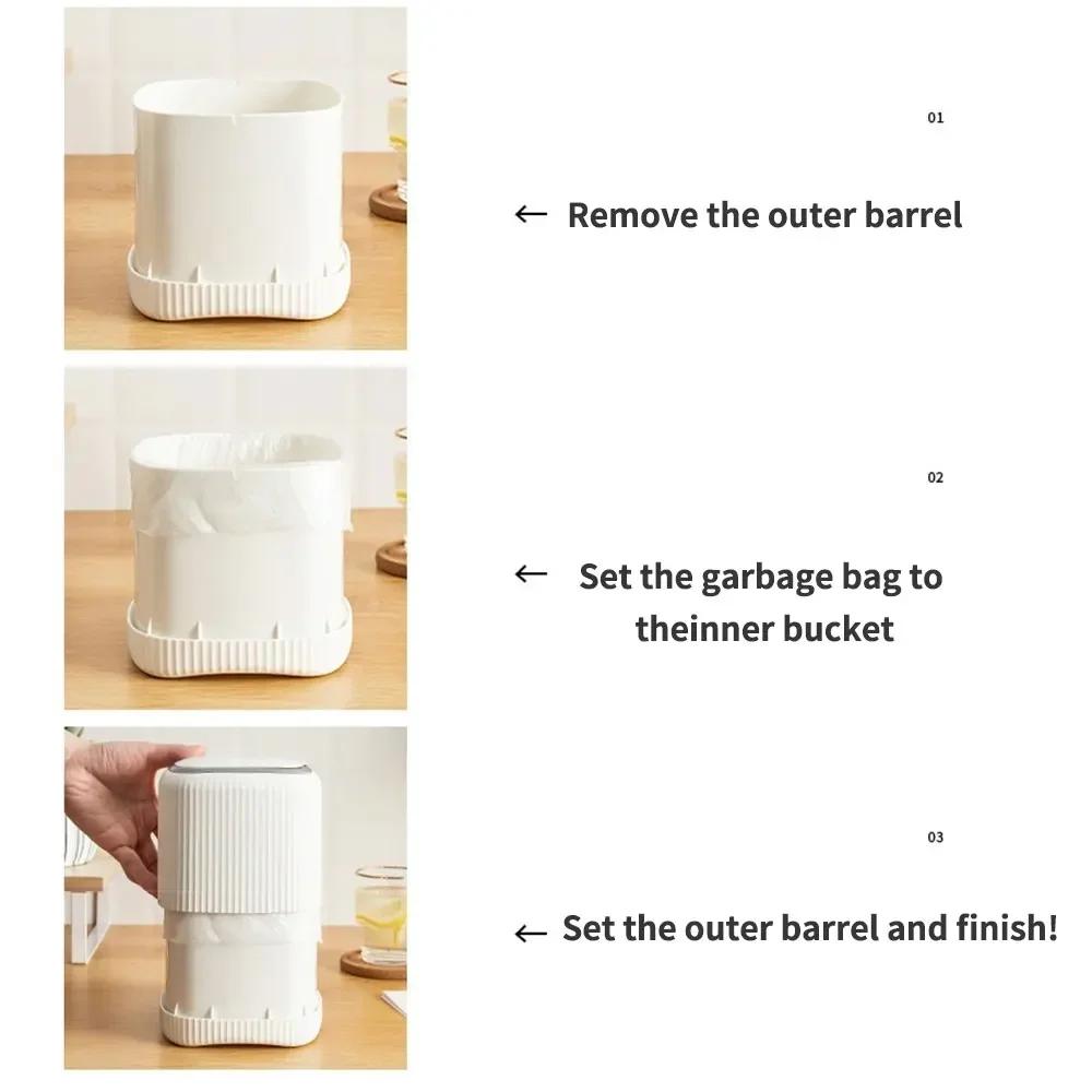 Мини Настольное Мусорное Ведро с Крышкой Внешнее Двойное Ведро Для Мусора Спальня Офисный Стол Коробка Для Хранения Сделано из Прочного Пластика Товары для Дома