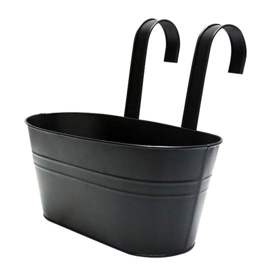 Metal Iron Hanging Flower Pot Outdoor Balcony Rail Bucket Planter with Detachable Hook Fence Garden Decor for Herbs Vegetables Flowers