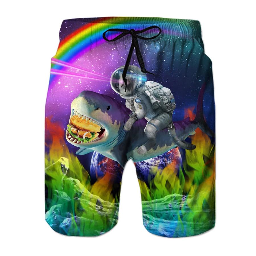 Смешные животные Динозавр Пляжные шорты Брюки Мужские 3D-печать Boardshorts для серфинга Летний Гавайский купальник Плавки Крутые Ледяные шорты