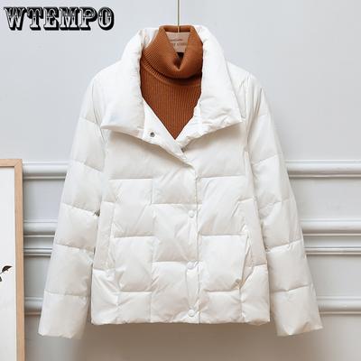 Осенне-зимняя женская легкая пуховая куртка Легкая короткая белая куртка с воротником из утиного пуха, простая однотонная куртка