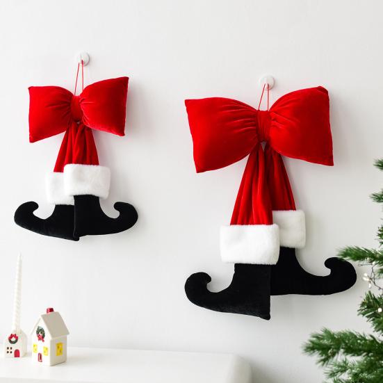 Черный бархатный бант, рождественские украшения, праздничное настенное украшение для елки