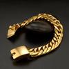 Модные ювелирные изделия шириной 16 мм, пряжка из нержавеющей стали, золотой тон, двойная кубинская цепочка, подарок, мужской браслет унисекс