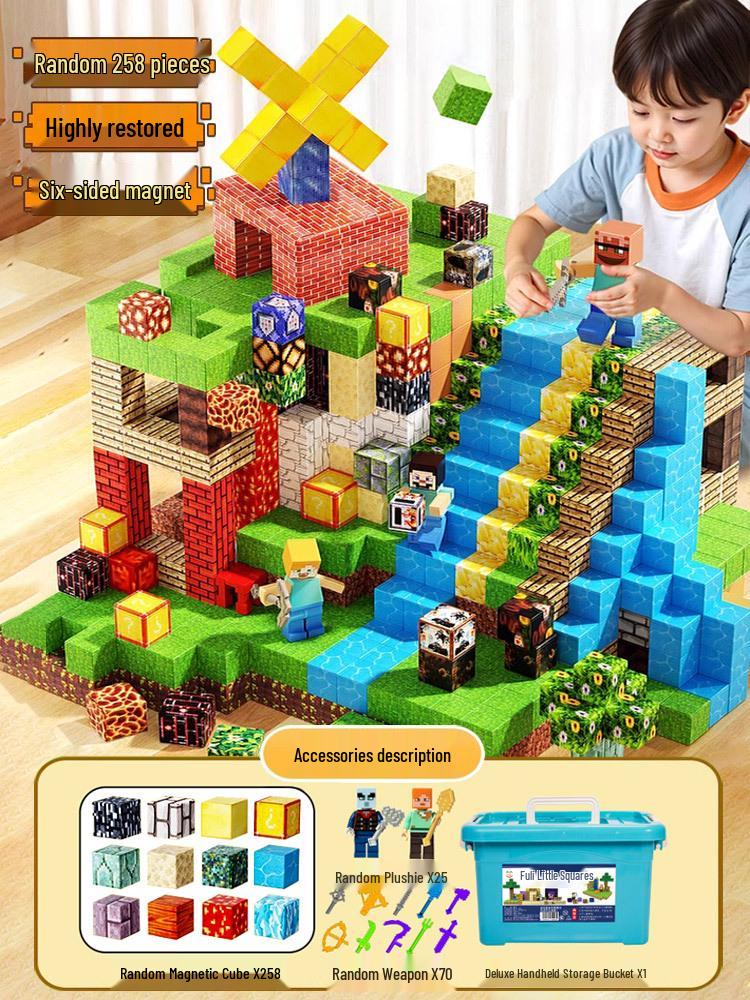 Магнитные кубики-конструкторы - Сильный магнитный пазл-игрушка для мальчиков и Архитектурные модели