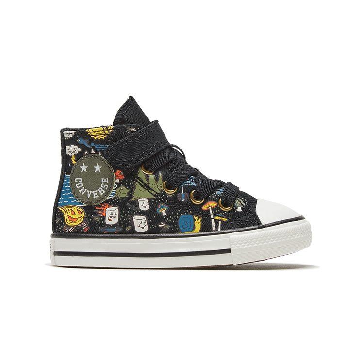 Converse Кеды Chuck Taylor All Star 1V с мультяшным принтом, высокие, из парусины, черные, для младенцев и малышей 767531C