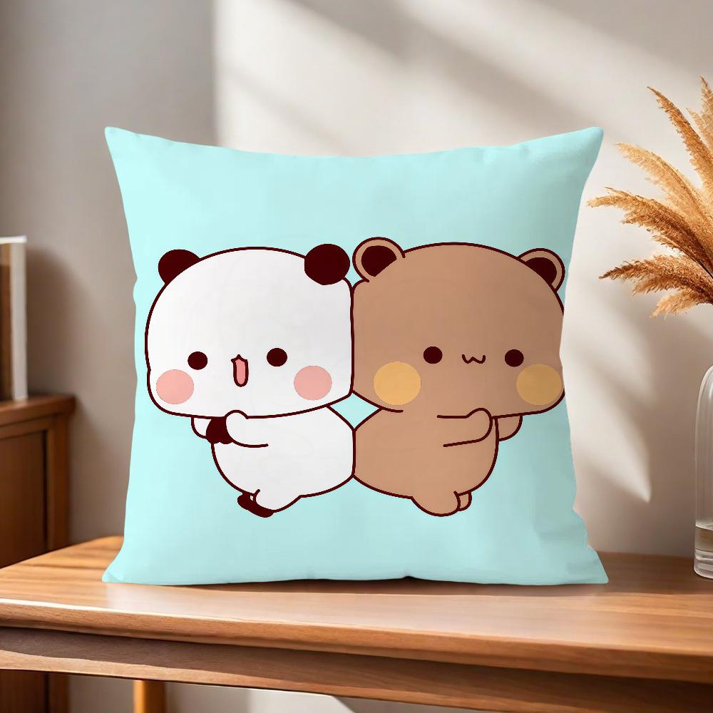 Couple Comfortable Soft Pillow Case for Sofa Bear Cartoon Kawaii Living Room Home Office D-dudu Decor Protective Covers b-Bubu