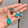 Jewelry Treasure Necklace Simulation Paraiba Pendant Ring Earrings Jewelry Set