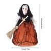 Haunting Halloween Decorative Witch Broom Personalized Fabric and Wood Witch Broom Sculpture for Halloween Celebration