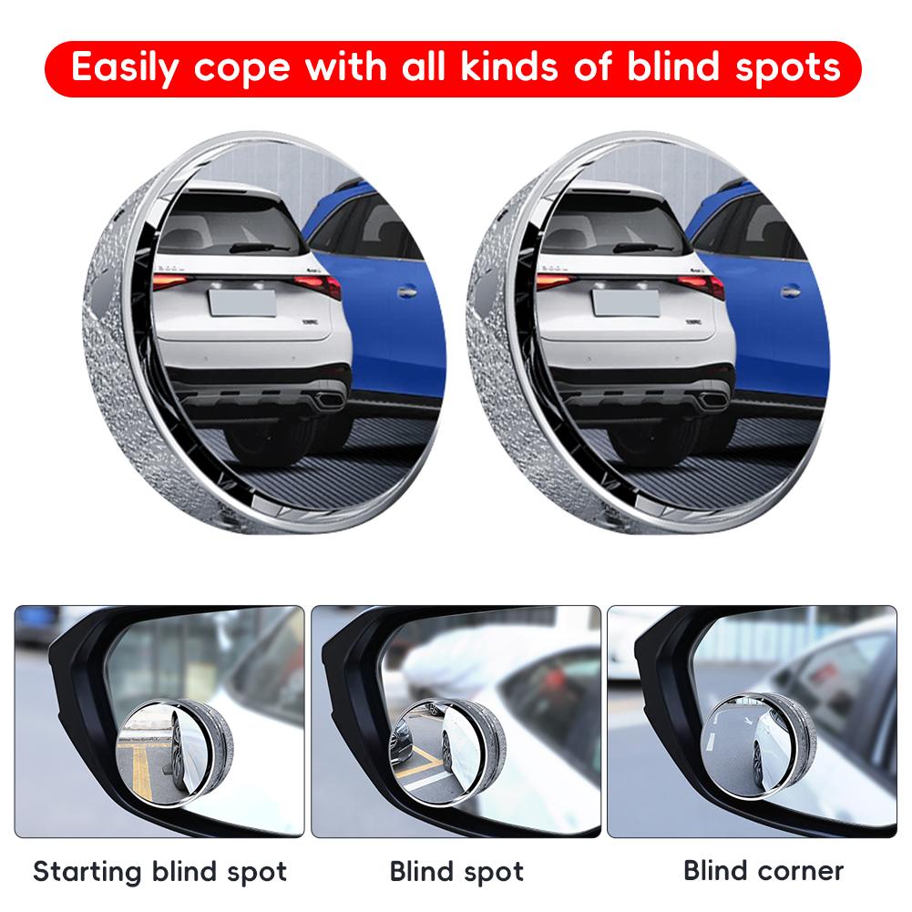 2 шт. вращающееся на 360° зеркало заднего вида для слепых зон автомобиля с широким углом обзора, регулируемое круглое зеркало с присоской, выпуклое зеркало