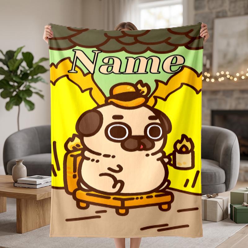 Cute PUPPY Custom Flannel Blankets Soft Warm Cozy Throws for Home Decor Holiday Gifts
