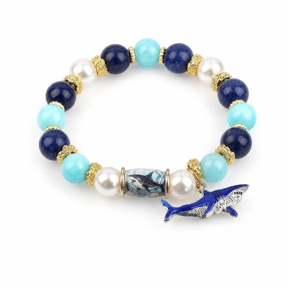 Metal Tube Ocean Themed Bracelet Elastic Floral Print Crystal Bracelet  Party Favors